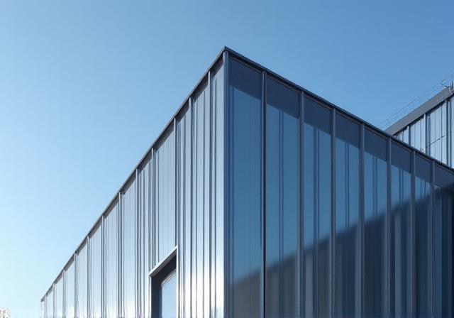 Fachada de acero inoxidable brillante tras el pulido profesional